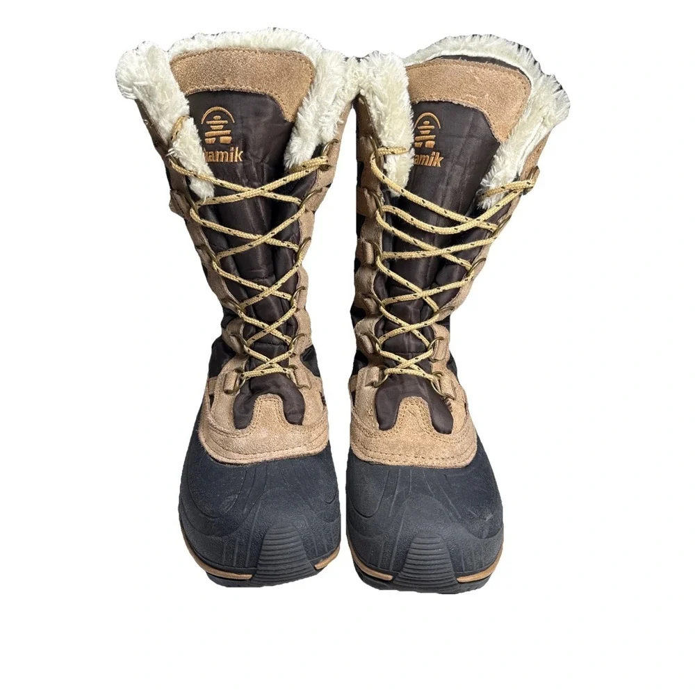 Kamik Snow Valley Brown Leather Faux Fur Thinsulate Snow Boots Women's‎ 8